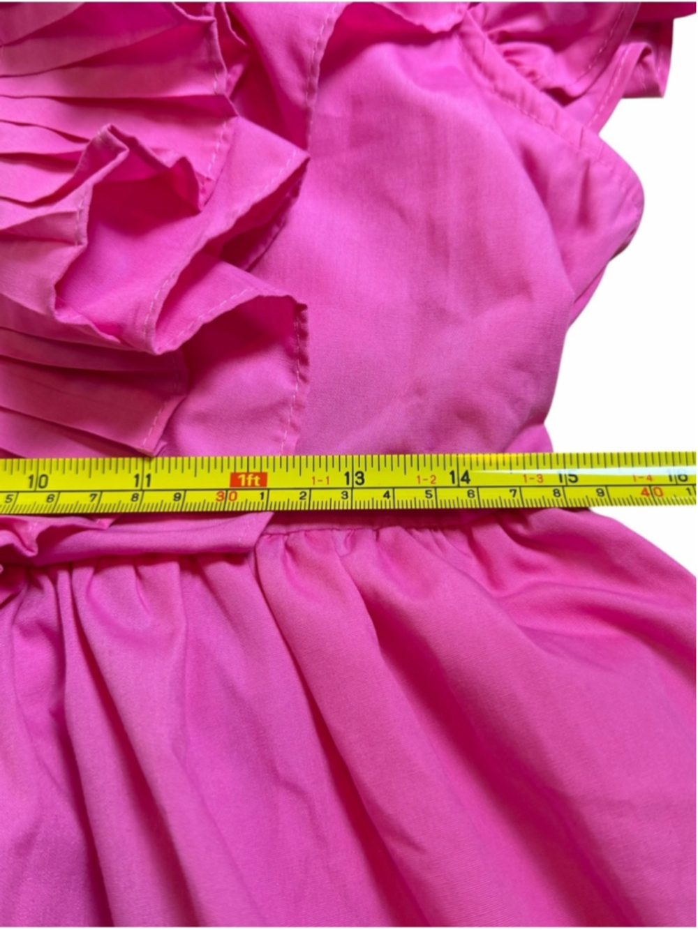entro Pink Pleated Ruffle V-Neck Mini Dress Size Large Coquette Barbiecore - Picture 7 of 8